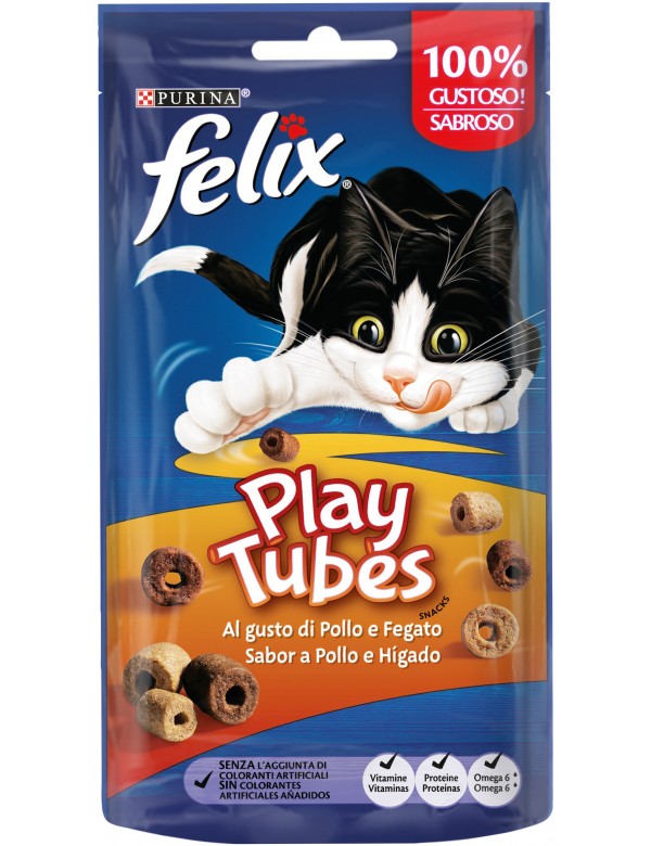 golosinas y chuches para gato Buey y Pollo 8 x 45 g Purina Felix Party Mix Crispies Snacks 