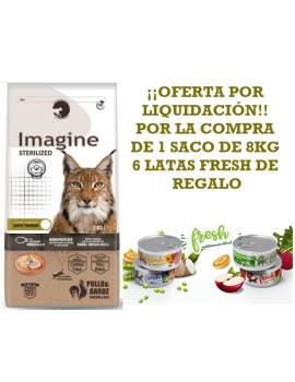 IMAGINE Cat Sterilized 8kg comida para gatos esterilizados + REGALO 6 Latas Paté