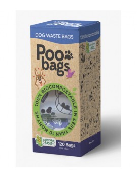DAPAC Poo Bags Bolsas Higiénicas Compostables 8 rollos de 15 bolsas